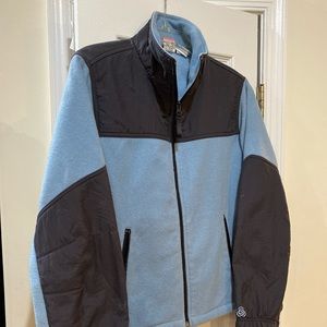 OP Ocean Pacific Blue & Gray Colorblock Jacket Fleece & Nylon Vintage 90’s Large
